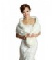 LuYan Women's Wedding Bridal Faux Fur Round Tail Fluffy Wrap - Ivory - C011EPALE3T