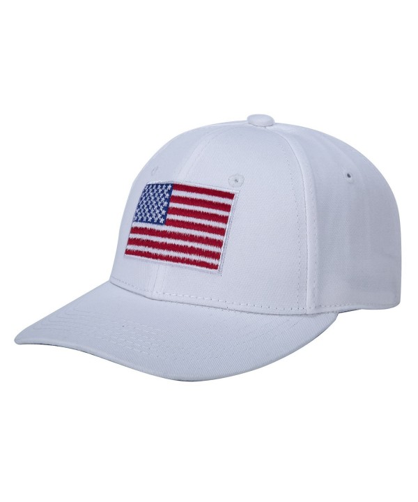 CHRISTYZHANG American Flag Hat Embroidered 100% Cotton Adjustable Strap Baseball Caps - White - CA185IANDHT