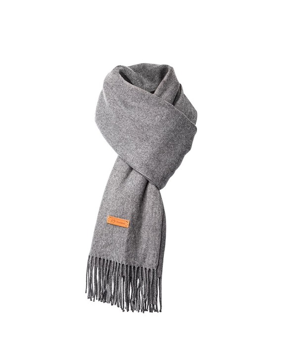 Cashmere Scarf For Womens-Mens Super Soft Fashion Long Tassel Grey Scarf（80.7X25.6 In） - C0187R0D0Q3