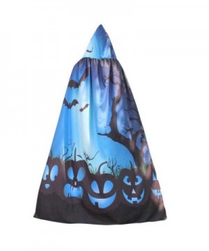KaiCran Women Novelty Pumpkin Print Cape Scarf Halloween Poncho Shawl Wrap Costume - Blue - CA186H0R7HI