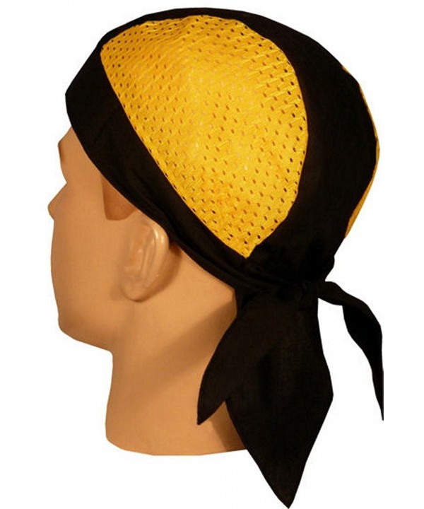 Skull Cap Biker Caps Headwraps Doo Rags - Yellow/Black Air Flow - CW12ELHP10N