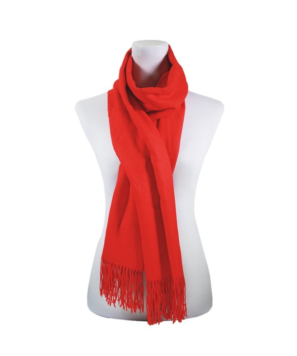 Women Pure color Scarf Authentic Cashmere Super Soft and Warm Wrap Shawl Scarf - Red - C71872L9O7E