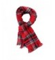 UTOVME Women Double Side Plaid Blanket Tartan Striped Cashmere Scarf Cape Shawl - Red - C61867EZRT8