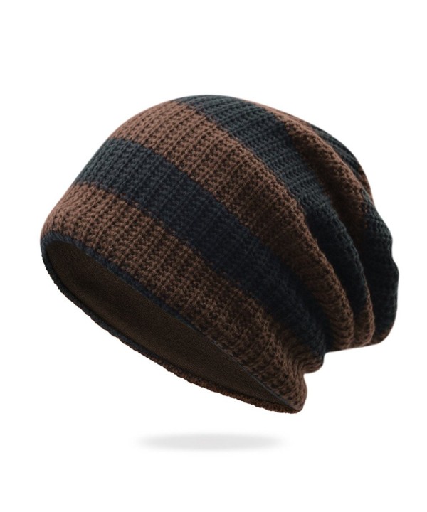 Unisex Slouchy Stretch Headwear Beanies - Black Brown - CK186O70E44