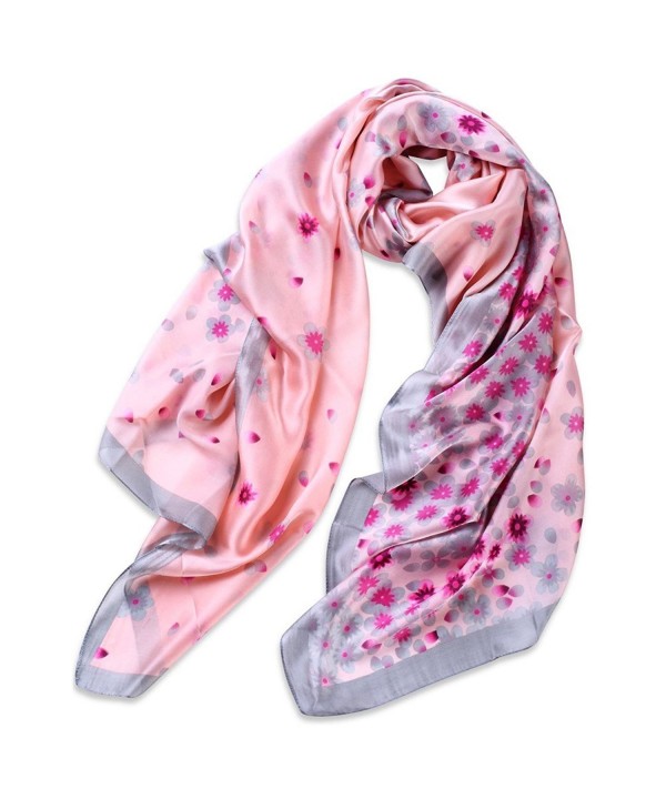 Women Shawl 100% Silk Scarf Lightweight Sunscreen Beach Scarf Premium Gift Wrap - Pink - C2185QSTSUA