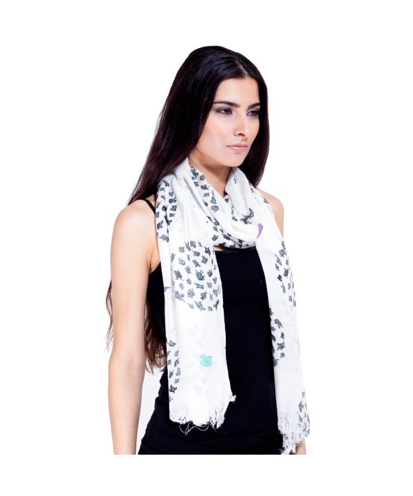 Women's boho Elephant print spring scarf stole - Grey - CE11J4NTKQB
