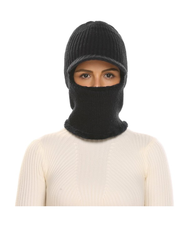 Zeagoo Unisex Neck Warmer Ski Face Mask Winter Hat Visor Balaclava Beanie - Black - C1186I0DKOQ