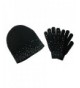 CTM Women's Rhinestone Hat and Glove Set - Black - CN12NZPGFU6