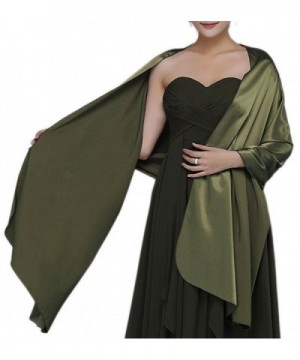 Alivila.Y Fashion Womens Chiffon Bridal Evening Soft Wrap Scarf Shawl - Army Green Satin - CA1867ITSNA
