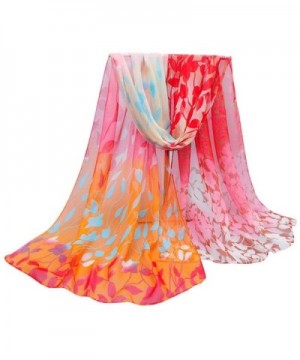 Sunward Fashion Women Lady Flower Printe Chiffon Shawl Wrap Scarf Stole Pashmina - flower-Orange - CB12BIWU9M9