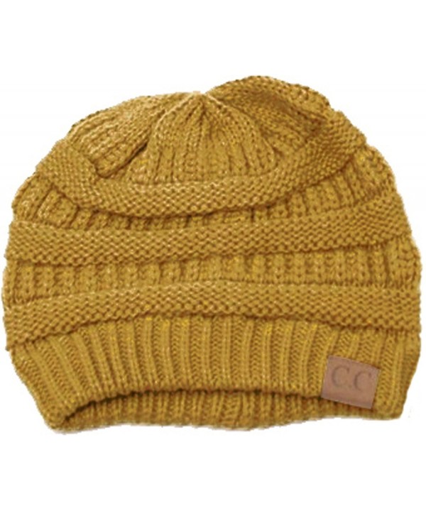 Slouchy Cable Knit Beanie Skully Hat - Mustard - CK11RX91AG5