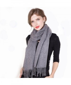 Zegailian Women Wraps Winter Warm Cashmere Imitation Solid Color Fashion Scarves - Dark Gray - CK186XMTYR9