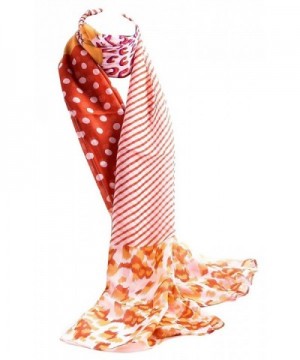 Jemis Women' s Mature Long Silk Scarf 150*53CM - Orange - C311QJSLQT3