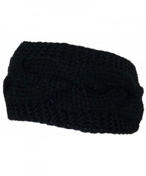 Best Winter Hats Solid Color Cable & Garter Stitch Knit Headband (One Size) - Black - C0125W158PZ