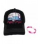 Embroidered Happy Camper Vintage Style Baseball Cap +FREE BRACELET - Black - CP12MZCLAFN