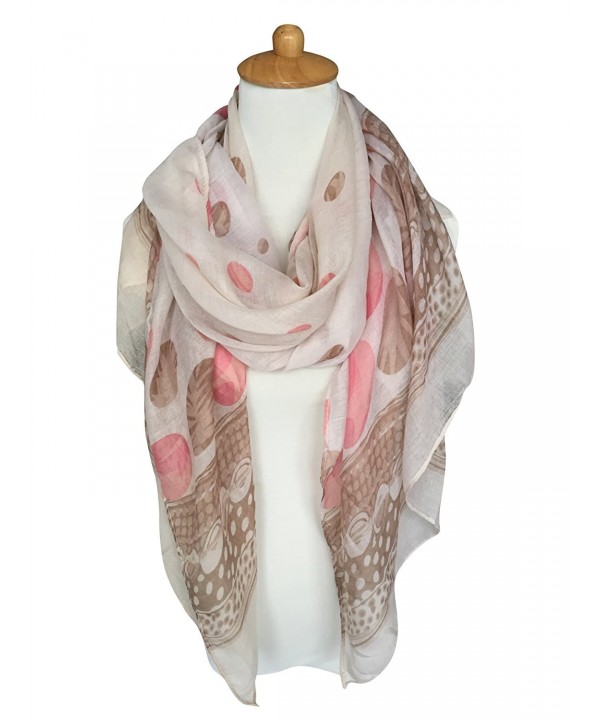 GERINLY Spring Scarves: Two-tone Dots Print Womens Wrap Scarf - Khakipink - C412O5OE32J