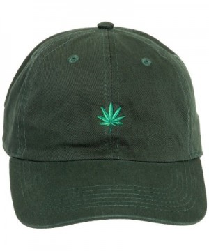 Newhattan Weed Leaf Dad Hat - 100% Cotton Adjustable Sports Cap - Dark Green - C112NUP4203