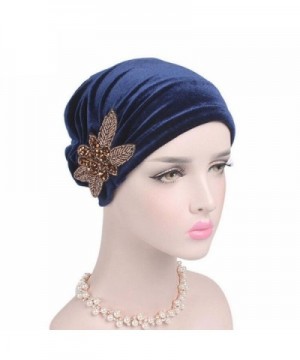 Turban Head Fabal Woman Velvet Turban Headband Wraps Hijab Head Scarf - Navy - C9185ER5YX0