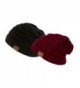 Trendy Warm Chunky Soft Stretch Cable Knit Slouchy Beanie Skully- Gift Set-Black & Burgundy- One Size - CA11PW1Y6PT