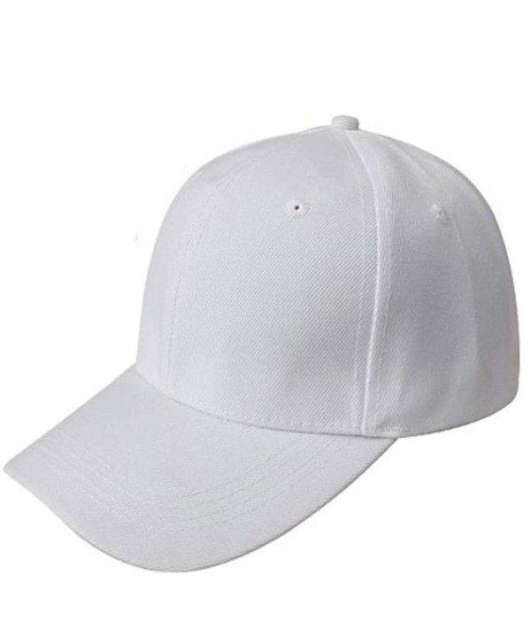 Kemilove Baseball Cap Blank Hat Solid Color Adjustable Hat - White - CF12IFS06S1