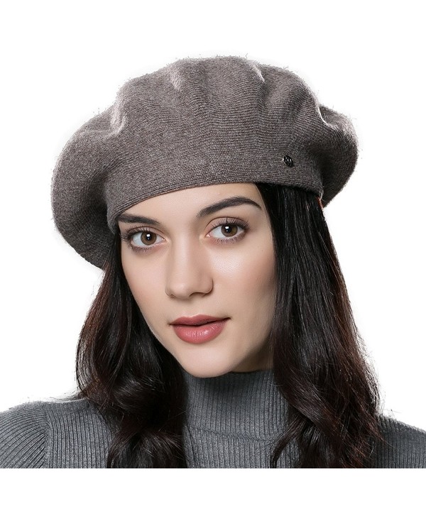 ENJOYFUR Women French Beret Hat Autumn Wool Knitted Cap Beret Beanie Winter Hat - Camel - CU17Z65YDSD