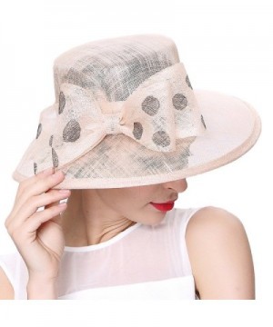 June's Young Women Hats Summer Hat Sinamay Bow Polka Dot - Light Champagne - CM12F6KDYGH