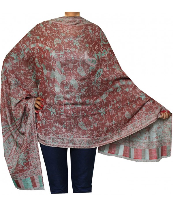 Maple Clothing India Wool Scarves Womens Shawls Paisley Gift (84 x 30 inches) - Maroon 1 - CG186QMITK9