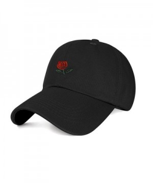 CHOSUR Embroidered Rose Baseball Cap For Women Adjustable Plain Dad Hat Multiple Colors - Black - CR180EM853K