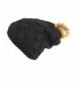 NY GOLDEN FASHION Women Chunky Cable Knit Oversized Slouchy Baggy Winter Thick Beanie Hat Pom Pom - Black - CQ1884YTEYX