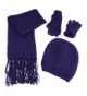 N'Ice Caps Women's Beanie Scarf Gloves 3PC Set Sherpa Lined Popcorn Stitch - Purple - CC187NHYK86