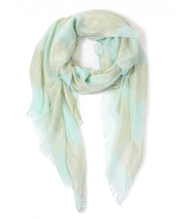 Women's Light weight Oblong Sparkle Shimmer Glitter Accented Scarf. - Aqua - CU182WCGXEN