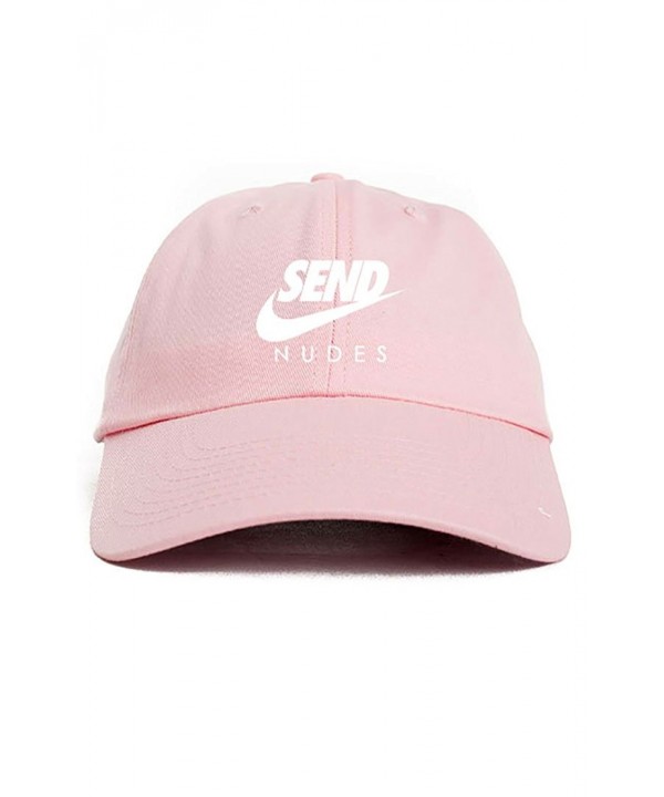 Send Nudes Unstructured Baseball Dad Hat Cap - Pink - CL12O7H0MPN