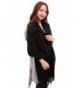 Anboor Cashmere Feel Blanket Scarf Super Soft with Tassel Solid Color Warm Shawl for Women - Black - C312LLEY925