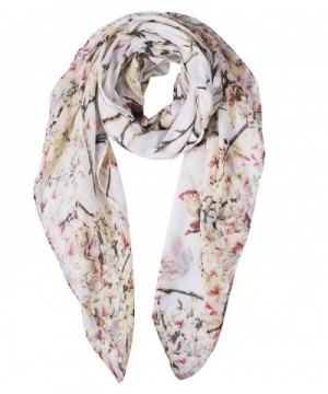 Amandir Women Floral Birds Lightweight Voile Print Shawl Scarf for Spring Season - Bird-beige - CY1899MUOAL