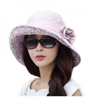 SIGGI Womens UPF50+ Summer Sunhat Bucket Packable Wide Brim Hats w/Chin Cord - 69117_pink - CG12E73Y4DB