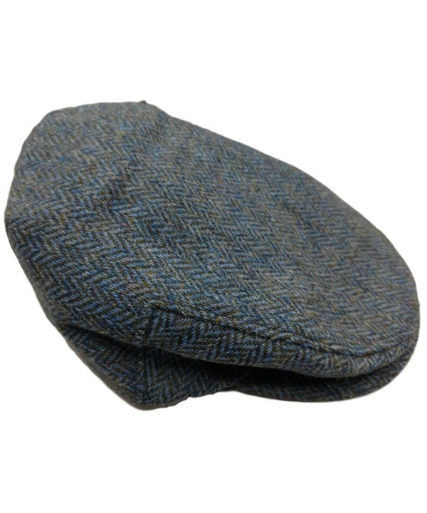 Irish Tweed Flat Cap (M (7 1/8)- Blue Herringbone) - CO11YKNEK4R