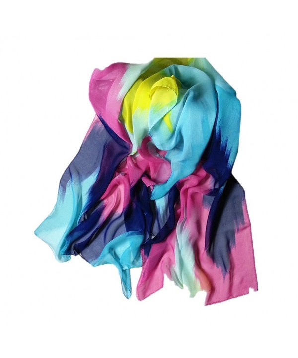 Chiffon Scarf- Sothread Women Printing Ink Painting Style Soft Scarves Shawl Scarf Wrap (Blue) - "		 	 Blue	 	" - CI187IG0TCH