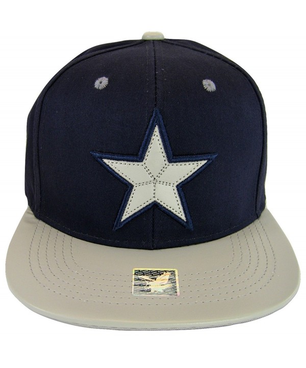 Dallas Texas Men's Large Star Cotton Adjustable Snapback Baseball Cap - Navy/Gray - C1184MMNQGO