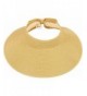 TAUT Women's Roll up Wide Brim Straw Hat Visor With Bow - Beige - CN123GYXFWN