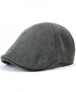 ililily Soft cotton Newsboy Flat Cap ivy stretch Driver Hunting Hat - Dark Grey - CX1102EWK09