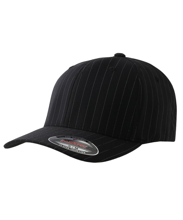 Original Flexfit Pinstripe Baseball Blank Cap HAT Fitted Flex Fit 6195P - Black/White - CD11LP9TG9N