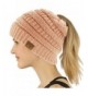 CC Beanietail Messy High Bun Ponytail Stretchy Knit Beanie Skull Hat - Indi Pink - CY1885ODZSH