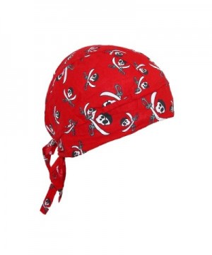 CTM Cotton Pirate Crossed Knives Skull Do RAG Cap - Red - CZ12M3YNMKR