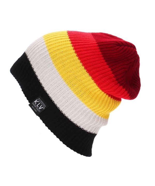 LUNIWEI 8x13" Unisex Knitted Woolen Baggy Beanie Winter Warm Cap Multicolor Hat - Red - CU12LAXUA73