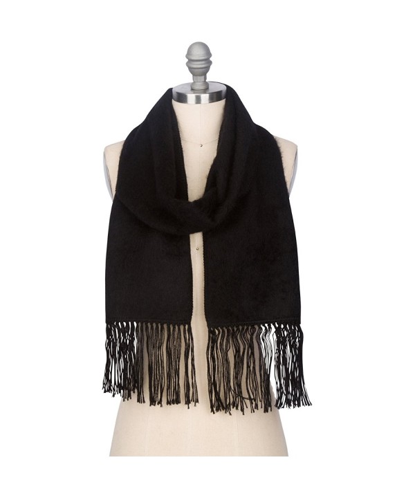 Luxurious Alpaca Scarf Certified Comfortable - Black - CG12O3IWG5U