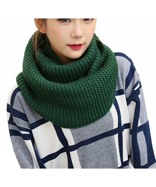 Women Fashion All-match Loop Scarf Knitting Scarf Winter Pure Color Warm Scarf - Deep green - C6128OHOOXB