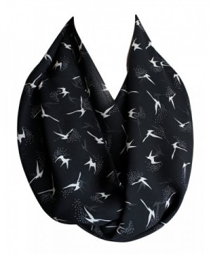 Etwoa's White Birds on Black Fabric Pattern Infinity Scarf Circle Scarf - CB18222XCS6