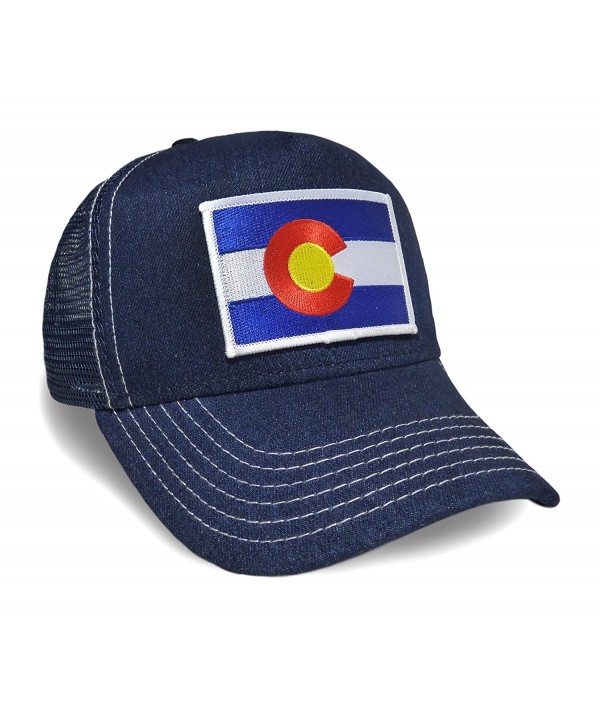 Colorado State Flag Denim Baseball Hat Adjustable Cap - CJ12NZQT5B2