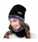 2-Pieces Winter Knit Hat and Circle Scarf with Fleece Lining- Warm Beanie Cap for Women - Black - CP186XYSLIO