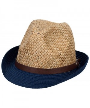 DRY77 Mens Straw Fedora Hats - Navy - CO11A3SWA6B